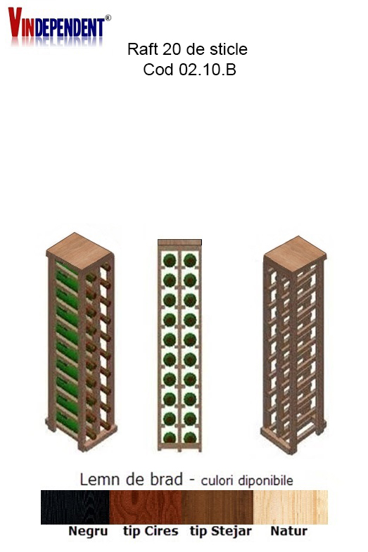 Raft din lemn cu blat pentru 20 de sticle