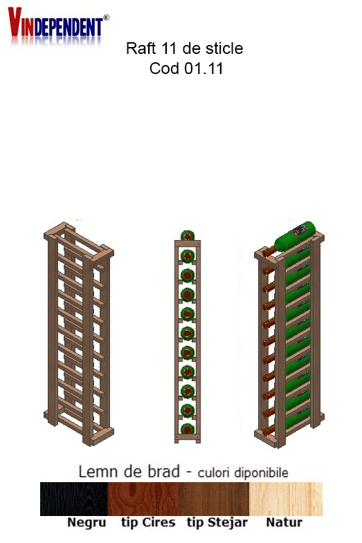 Raft din lemn pentru 11 sticle