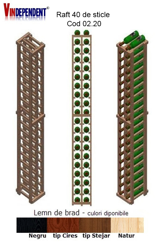 Raft din lemn pentru 40 sticle