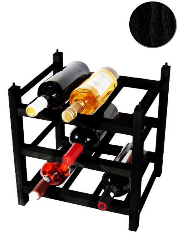 Raft lemn negru 9 sticle Clever