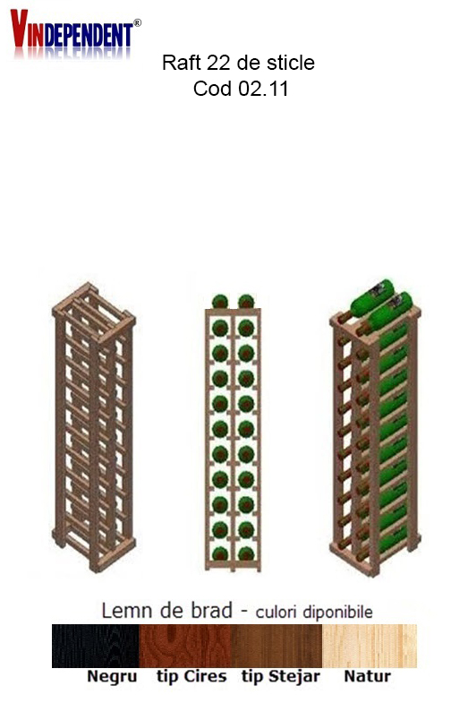 Raft din lemn pentru 22 sticle